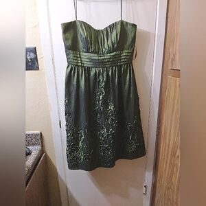 Jessica Howard A- Line Green Embroidered Empire Floral Dress Size 14